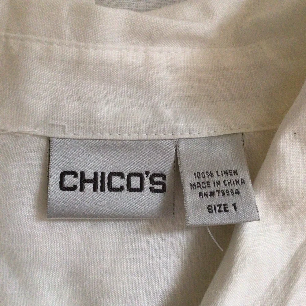 Chico’s Linen Long Sleeve Button Down Blouse - Size 1 - Picture 5 of 6